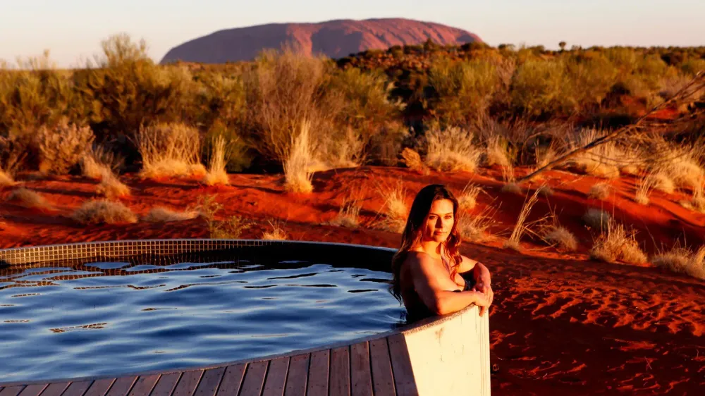 Longitude 131 hot tub with a view of nature